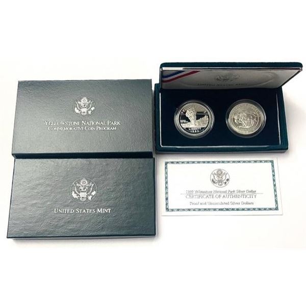 1999 Yellowstone National Park Proof and Uncirculated Dollars (2-coins)
