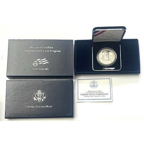 2006 Benjamin Franklin "Founding Father" Commemorative Proof Silver Dollar