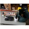 Image 1 : LOT OF TOOLS, ELECTRIC SCREWDRIVER, STAPLER, ANGLE RULER, GUIDE, SPRAYER, CLOCK