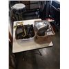 Image 1 : 2 BOXES OF TOOLS, WORKLIGHT AND DISPOSABLE GLOVES