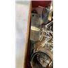 Image 8 : TRAY OF SNOW BRUSH, WEISER LOCK, KITCHEN KNIVES, DIGITAL SCALE AND MORE
