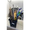Image 1 : BASKET OF PROP WEAPONS INCLUDING STRAIGHT RAZOR LONGEST IS 38"