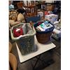 Image 1 : LARGE BASKET AND LAUNDRY HAMPER W/ NEW HYGIENE PRODUCTS AND HOUSEHOLD GOODS