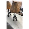 Image 2 : 2 CAST IRON BASE METAL SHADE TABLE LAMPS