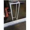 Image 2 : 39" METAL PEDESTAL, 5FT WOOD SHELF AND HAND PAINTED PLANTER