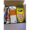 Image 2 : BOX OF NEW STAIONARY, PENCILS, HIGHLIGHTERS, COLORED PENCILS AND MORE