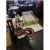 Image 1 : VINTAGE SERVING PLATTER, WINE BOTTLE HOLDERS, AND 2 VINTAGE RUSSIAN OLYMPIC PLATES