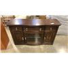 Image 1 : DARK BROWN SERVER WITH BOWED GLASS CABINET DOOR