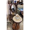 Image 2 : ANTIQUE WASH BASIN WITH JUG, BOWL  AND CANDLE HOLDERS