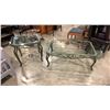 Image 1 : 2 PIECE BEVELLED GLASSTOP COFFEE TABLE SET WITH METAL BASES