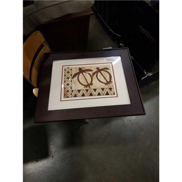 FRAMED KAPA PAINTING BY JOEL P HEINZ SR. WITH INFO ON BACK SAID TO BE WORTH $1300