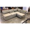 Image 1 : WHITE 3 PC SECTIONAL WITH GREEN SLIPCOVERS