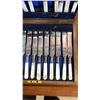 Image 3 : CUTLERY CANTEEN WITH FORKS AND KNIVES, SILVER PLATE WITH OPALESCENT HANDLES
