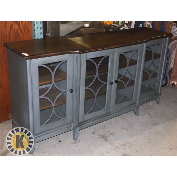WOOD WITH GLASS DOORS BUFFET CABINET