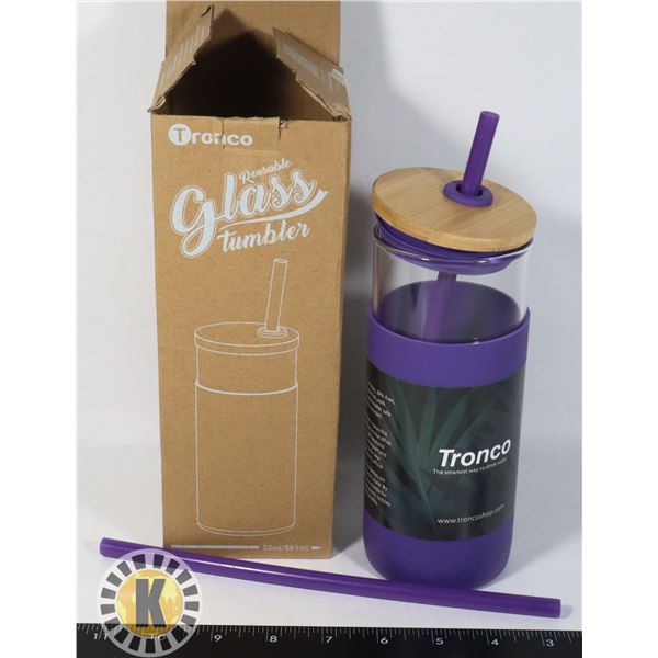 REUSABLE TUMBLER WITH BAMBOO STRAW