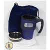 Image 1 : NEW DARK BLUE 15-OZ PLASTIC LINED STAINLESS STEEL TRIM