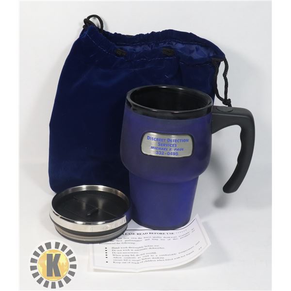 NEW DARK BLUE 15-OZ PLASTIC LINED STAINLESS STEEL TRIM