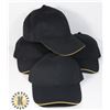 Image 1 : 4 NEW BLACK WITH YELLOW TRIM ADJUSTABLE SIZE HATS