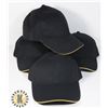 Image 1 : 4 NEW BLACK WITH YELLOW TRIM ADJUSTABLE SIZE HATS