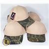 Image 1 : 5 NEW TAN WITH CAMO BRIM ADJUSTABLE SIZE HATS
