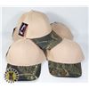 5 NEW TAN WITH CAMO BRIM ADJUSTABLE SIZE HATS