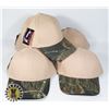 5 NEW TAN WITH CAMO BRIM ADJUSTABLE SIZE HATS