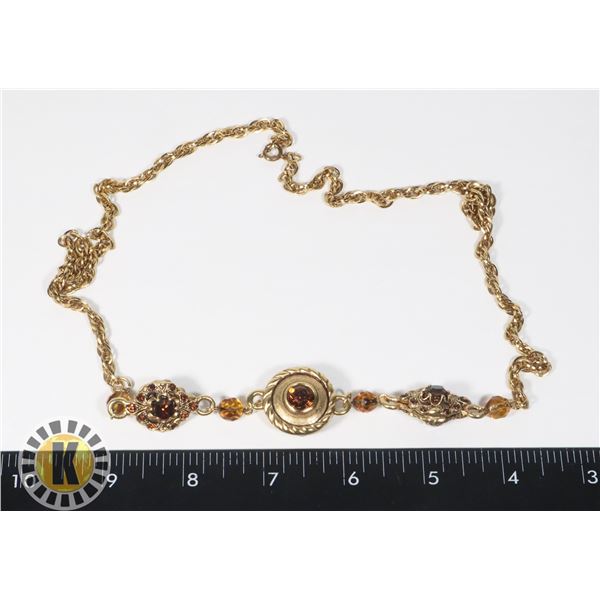 LADIES 14" GOLD PLATED SPIRAL ROPE CHAIN WITH