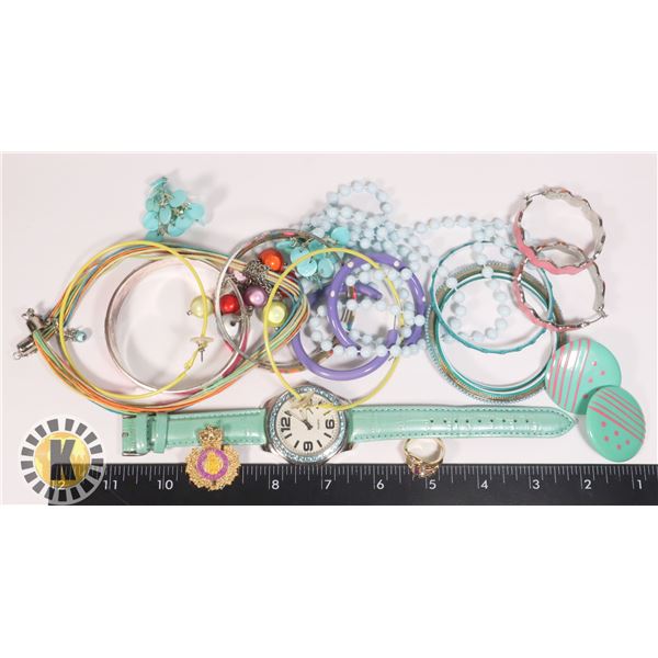 LOT OF COLORFUL JEWELRY