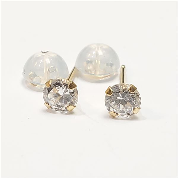 14K YELLOW GOLD CUBIC ZIRCONIA EARRINGS