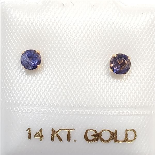 14K YELLOW GOLD IOLITE  EARRINGS