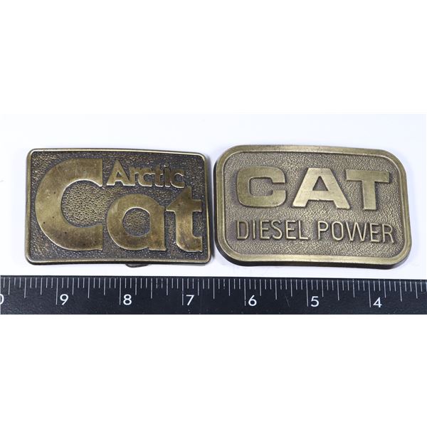 BUNDLE OF TWO 'CAT' BELT BUCKLES