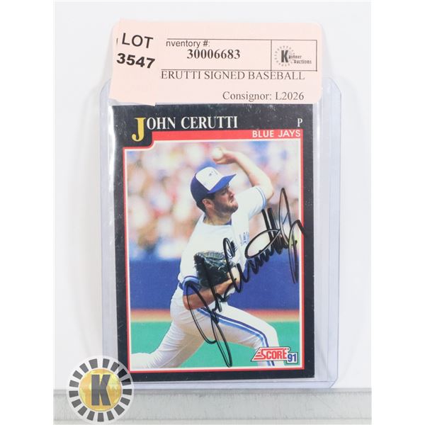 JOHN CERUTTI SIGNED BASEBALL CARD