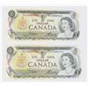 Image 1 : TWO GOOD CONDITION 1973 CANADIAN ONE DOLLAR NOTES
