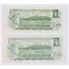 Image 2 : TWO GOOD CONDITION 1973 CANADIAN ONE DOLLAR NOTES