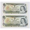 Image 1 : TWO GOOD CONDITION 1973 CANADIAN ONE DOLLAR NOTES