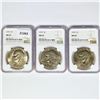 Image 1 : 1974 Set (3) Eisenhower Silver Dollars NGC MS65