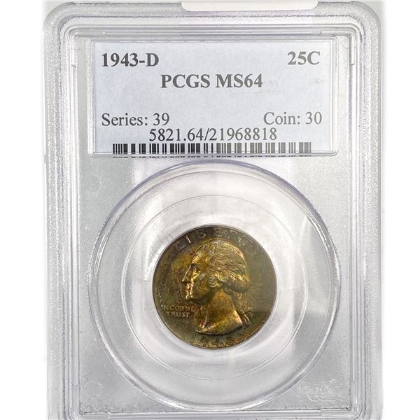 1943-D Washington Silver Quarter PCGS MS64