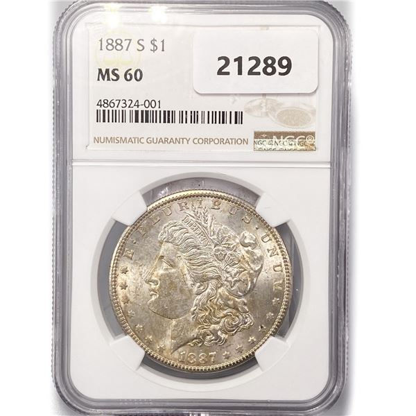 1887-S Morgan Silver Dollar NGC MS60