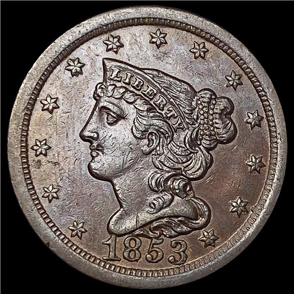 1853 Braided Hair Half Cent CLOSELY UNCIRCULATED