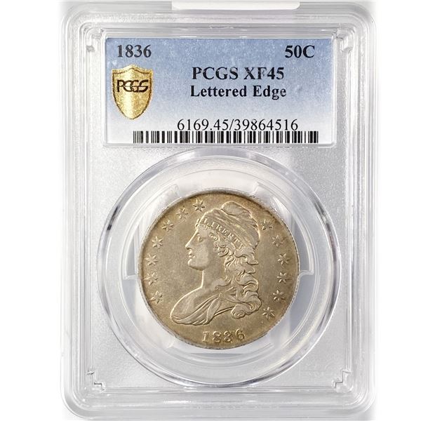 1836 Capped Bust Half Dollar PCGS XF45 Let Edge