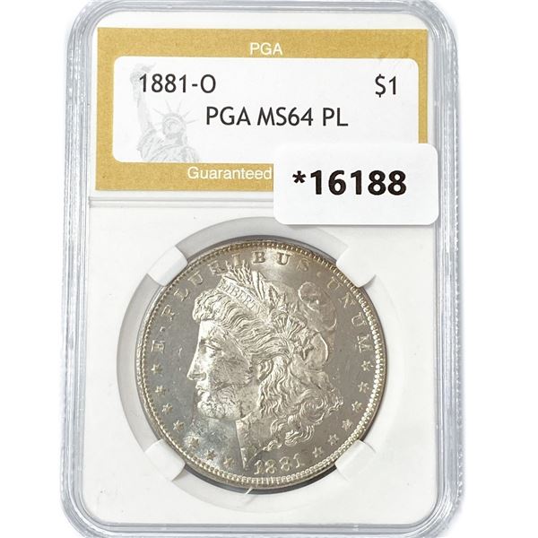 1881-O Morgan Silver Dollar PGA MS64 PL