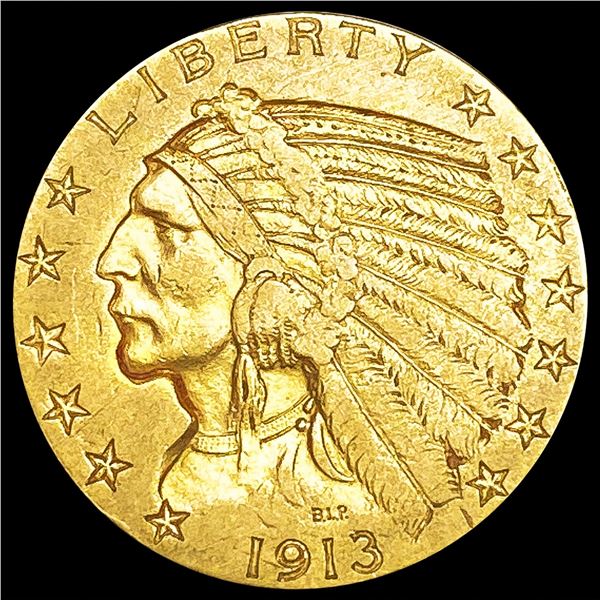 1913-S $5 Gold Half Eagle LIGHTLY CIRCULATED