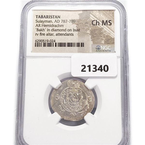 AD 787-789 Tabaristan AR Hemidrachm NGC Ch MS