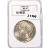 Image 1 : 1922 Silver Peace Dollar NGC MS64