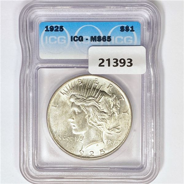 1925 Silver Peace Dollar ICG MS65