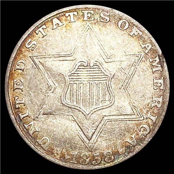 1858 Silver Three Cent LIGHTLY CIRCULATED