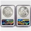 Image 2 : 1987 Set (2) American Silver Eagle NGC MS69