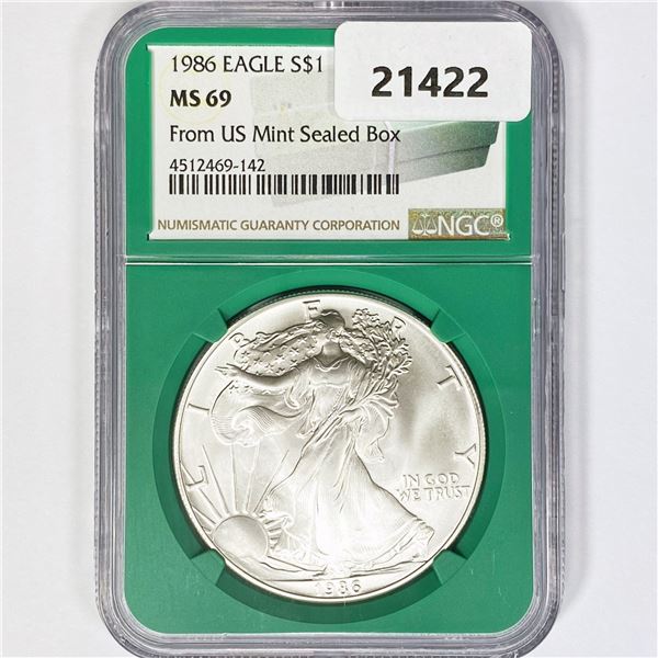 1986 American Silver Eagle NGC MS69