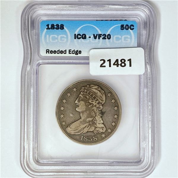 1838 Capped Bust Half Dollar ICG VF20