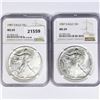 Image 1 : 1987 Set (2) American Silver Eagles NGC MS69